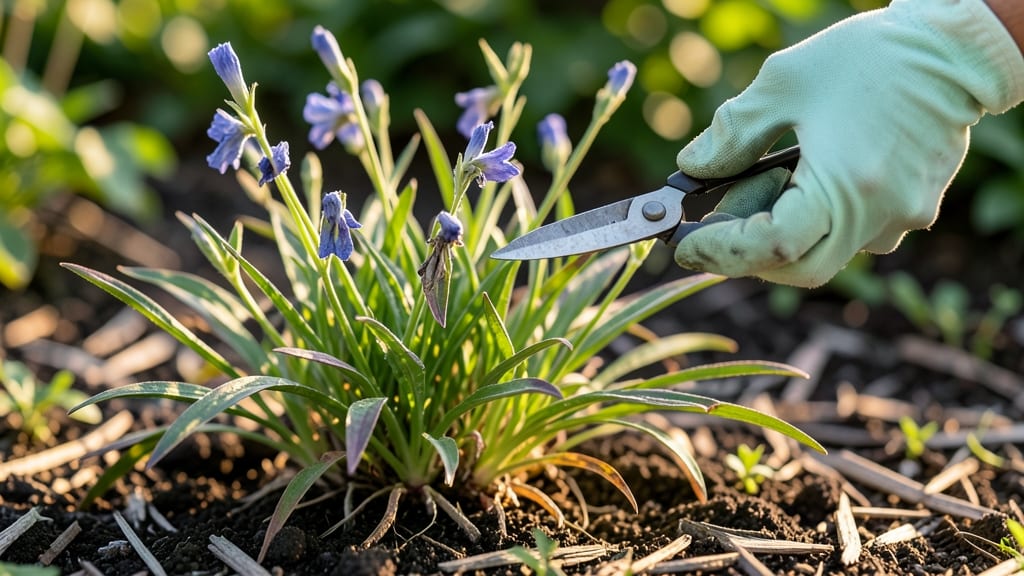 Deadheading Spiderwort: Precision Trimming for Prolonged Purple Blooms